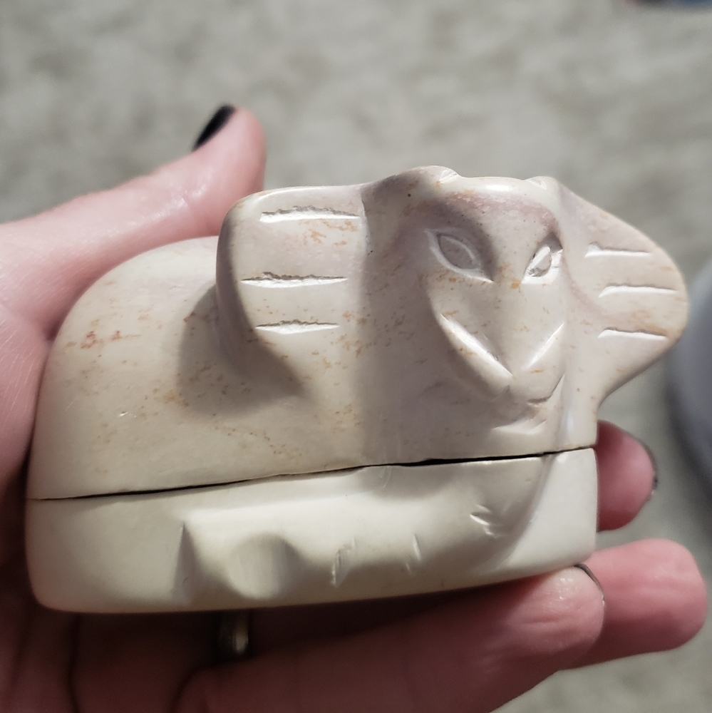 African soapstone handcarved elephant trinket box